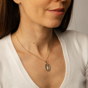 Lady of Grace Pendant in 9ct Yellow and White Gold
