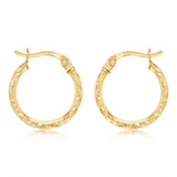 Dicut 13mm Creole Hoop Earrings in 9ct Yellow Gold