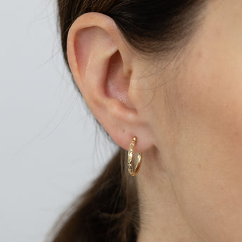 Dicut 13mm Creole Hoop Earrings in 9ct Yellow Gold