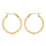 Dicut 15mm Creole Hoop Earrings in 9ct Yellow Gold