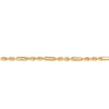 50 Gauge Hollow Dicut Figarope 18cm Bracelet in 9ct Yellow Gold