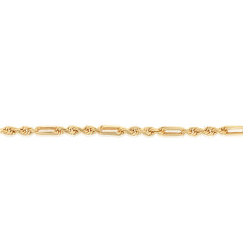 50 Gauge Hollow Dicut Figarope 18cm Bracelet in 9ct Yellow Gold