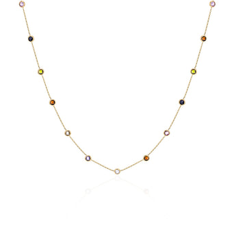 Multicolour Cubic Zirconia 43CM Adjustable Chain in 9ct Yellow Gold