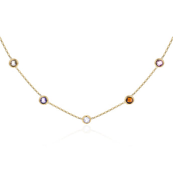 Multicolour Cubic Zirconia 43CM Adjustable Chain in 9ct Yellow Gold