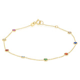 Multicolour Cubic Zirconia 18-19CM Adjustable Bracelet in 9ct Yellow Gold