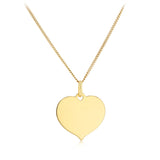 Engravable Plain Heart Pendant in 9ct Yellow Gold