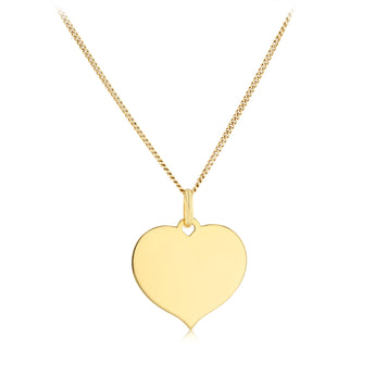 Engravable Plain Heart Pendant in 9ct Yellow Gold