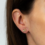 9ct Yellow Gold Initial 'M' Puffed Stud Earrings