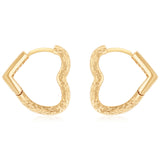 9ct Yellow Gold Heart Dicut Hoop Earrings
