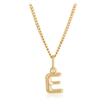 9ct Yellow Gold Initial 'E' Puffed Pendant