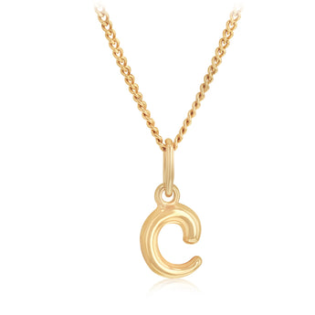 9ct Yellow Gold Initial 'C' Puffed Pendant