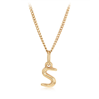 9ct Yellow Gold Initial 'S' Puffed Pendant