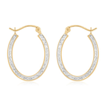 9ct Two Tone Gold Dicut Hoop Earrings