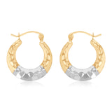 9ct Two Tone Gold Dicut Hoop Earrings