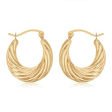 9ct Yellow Gold Twist Ridge Creole Hoop Earrings