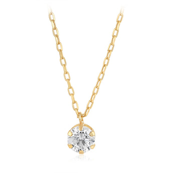 9ct Yellow Gold Round Cubic Zirconia Pendant on Chain