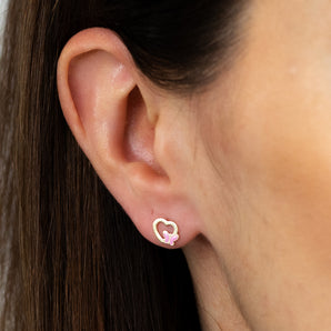 9ct Yellow Gold Butterfly Heart Stud Earrings