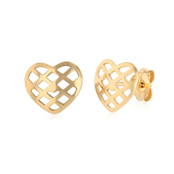 9ct Yellow Gold Cut-Out Heart Stud Earrings