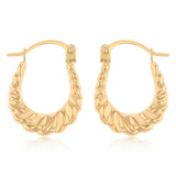 9ct Yellow Gold Scalloped U-Shaped Hoop Earrings