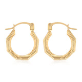 9ct Yellow Gold Octagon Hoop Earrings