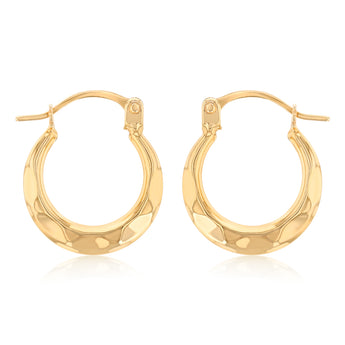 9ct Yellow Gold Fancy Creole Hoop Earrings
