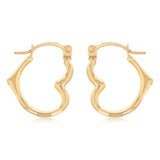 9ct Yellow Gold Heart Hoop Earrings