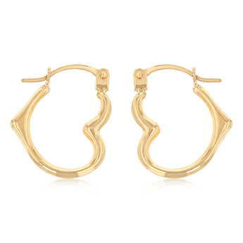 9ct Yellow Gold Heart Hoop Earrings