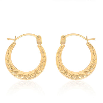 9ct Yellow Gold Fancy Twist Creole Hoop Earrings