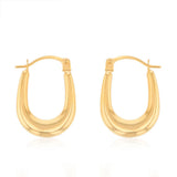 9ct Yellow Gold Plain U-Shaped Hoop Earrings