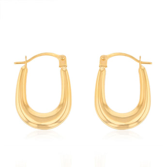 9ct Yellow Gold Plain U-Shaped Hoop Earrings