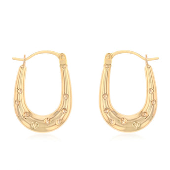 9ct Yellow Gold Fancy U-Shaped Hoop Earrings
