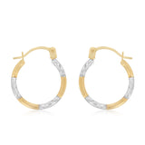 9ct Two Tone Gold 14mm Hoop Earrings