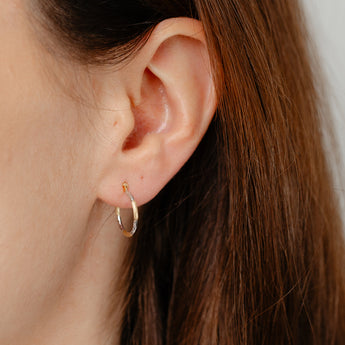 9ct Two Tone Gold 14mm Hoop Earrings