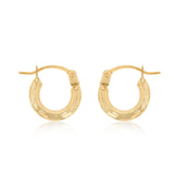 9ct Yellow Gold Dicut 10mm Hoop Earrings