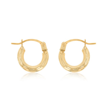 9ct Yellow Gold Dicut 10mm Hoop Earrings