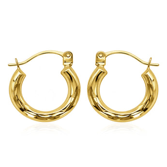 9ct Yellow Gold Dicut 12mm Hoop Earrings