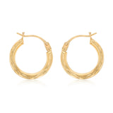 9ct Yellow Gold Dicut 14mm Hoop Earrings