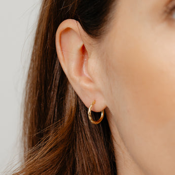 9ct Yellow Gold Dicut 14mm Hoop Earrings