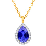 9ct Yellow Gold Created Sapphire and Cubic Zirconia Pendant