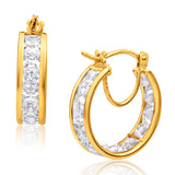 9ct Yellow Gold Gorgeous Cubic Zirconia Hoop Earrings