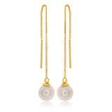 9ct Yellow Gold Freshwater Pearl Threader Drop Earrings