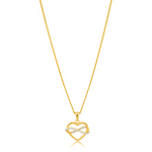 Load image into Gallery viewer, 9ct Yellow Gold Heart and Infinity Cubic Zirconia Pendant