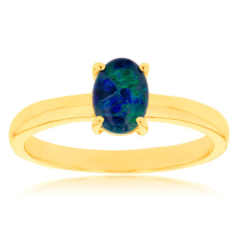 9ct  Yellow Gold 7x5mm Opal Oval Ring   *Resize 1-2 Sizes Only*