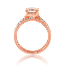 Load image into Gallery viewer, 9ct Rose Gold 1.55ct Morganite Oval and Diamond 2 Ring Bridal Set