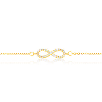 9ct Yellow Gold "Everlasting Love" 19cm Zirconia Infinity Bracelet