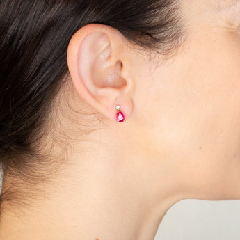9ct Yellow Gold 1.68ct Natural Enhanced Ruby and Diamond Studs