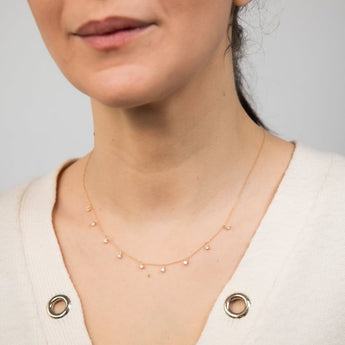9ct Yellow Gold Cubic Zirconia Droplet 45cm Chain