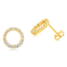 Load image into Gallery viewer, 9ct Yellow Gold Cubic Zirconia Graduating Polo Stud Earring