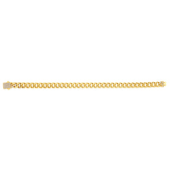 9ct Yellow Gold Cubic Zirconia On Curb 19cm Bracelet