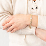 9ct Yellow Gold Cubic Zirconia On Curb 19cm Bracelet